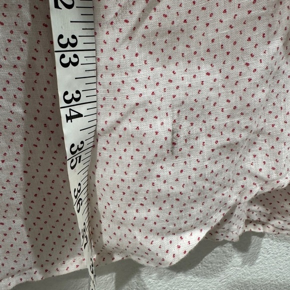 Frank & Eileen Barry 100% Linen White Red Numbers Math Tailored Button Shirt S - Picture 9 of 12